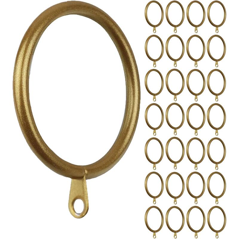 Meriville 1.5-Inch Inner Diameter Metal Curtain Rings with Eyelets - Gold - Set of 28