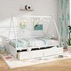 preview thumbnail 15 of 18, Costway Twin Size House Bed with Roof Safety Guardrail 2 Storage