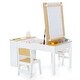 preview thumbnail 10 of 8, Gymax 2-in-1 Kids Wooden Art Table and Art Easel Set w/ Chairs Paper