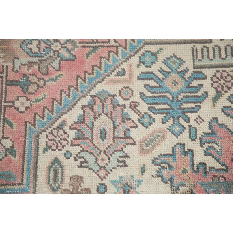 Hand Knotted Oriental 100% Wool Carpet Traditional Medallion Pink Tabriz Area Rug - 9' 7'' X 6' 7''