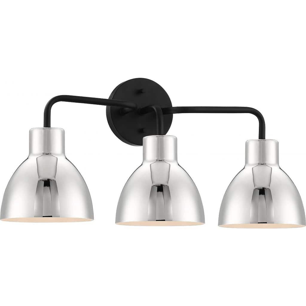 Sloan 3 Light VanityMatte Black and Polished Nickel Finish