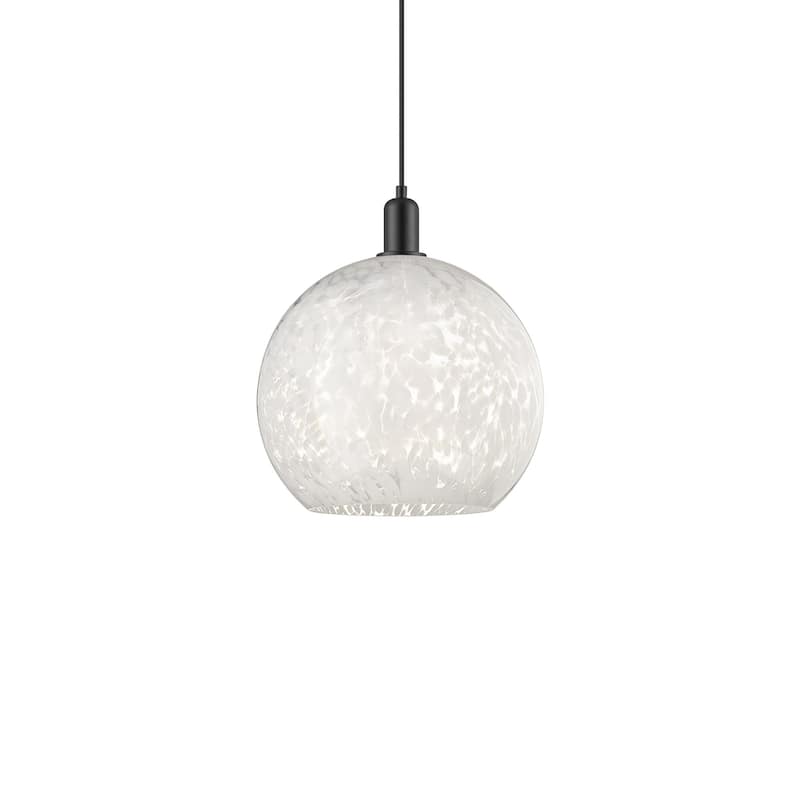 Innovations Lighting 716-1P-18-14 White Mouchette Pendant White - Matte Black / White Mouchette