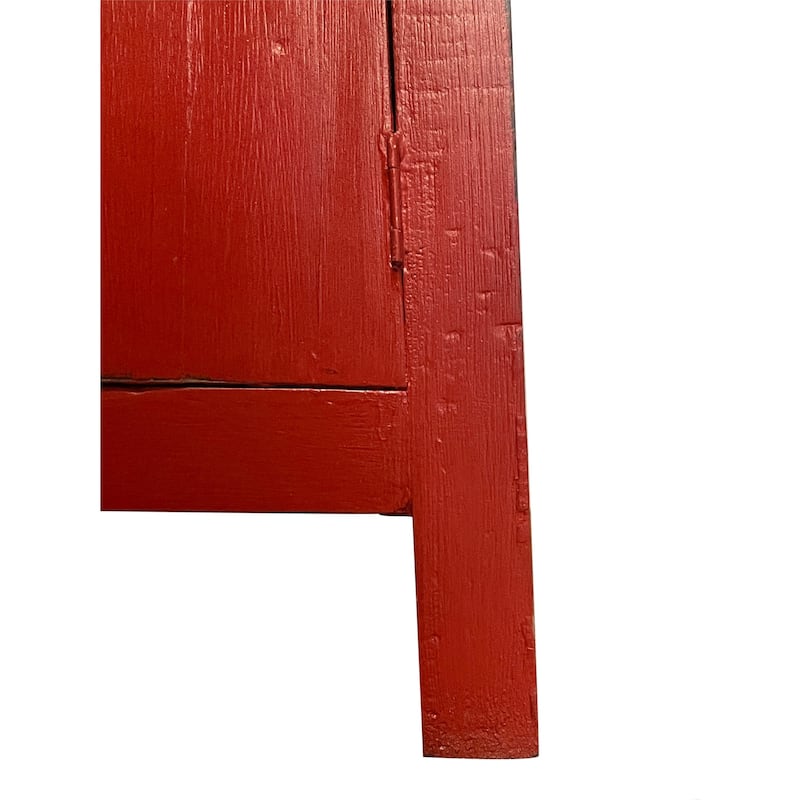 Solid Wood End Table - Zen Nightstand Cabinet - Accent Table - Fully Assembled - Red Finish - 26