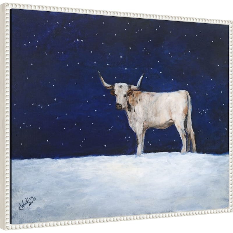 Journey Through the Snow III by Kathy Winkler (28 x 23 in.), Framed Canvas Wall Art Print - Sylvie Beaded White