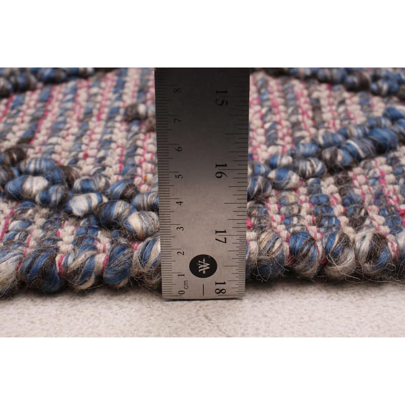 ECARPETGALLERY Braid weave Sienna Navy Wool Rug - 6'1 x 9'3
