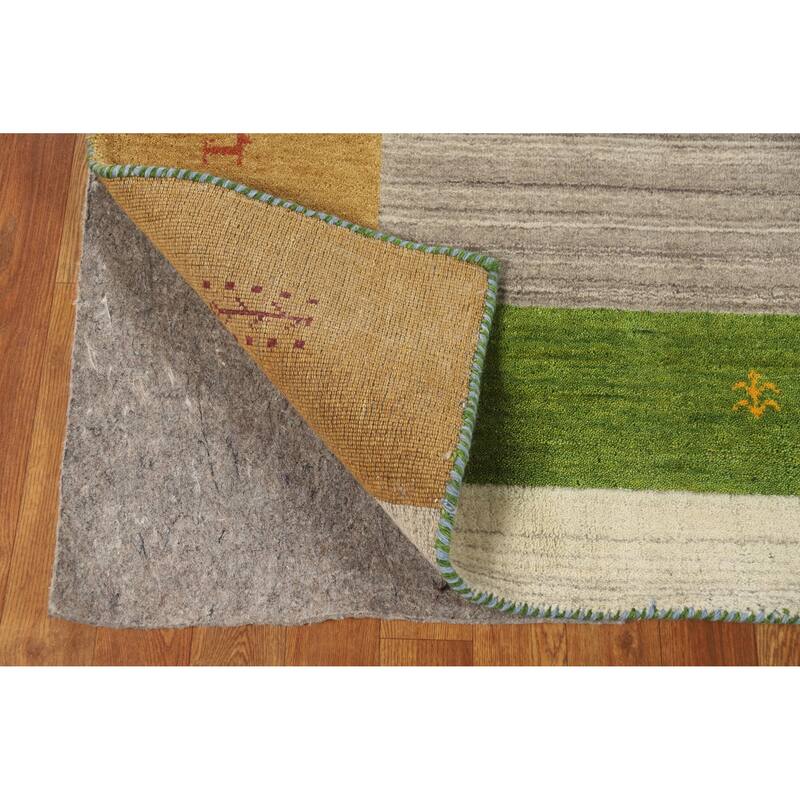 Hand Knotted Oriental 100% Wool Carpet Tribal Animal Pictorial Multi-Colored Gabbeh Area Rug - 9' 10'' X 6' 5''