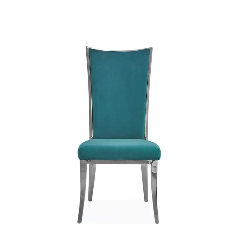 Massimo Silver Stainless Steel Dining Chair - Dark Green