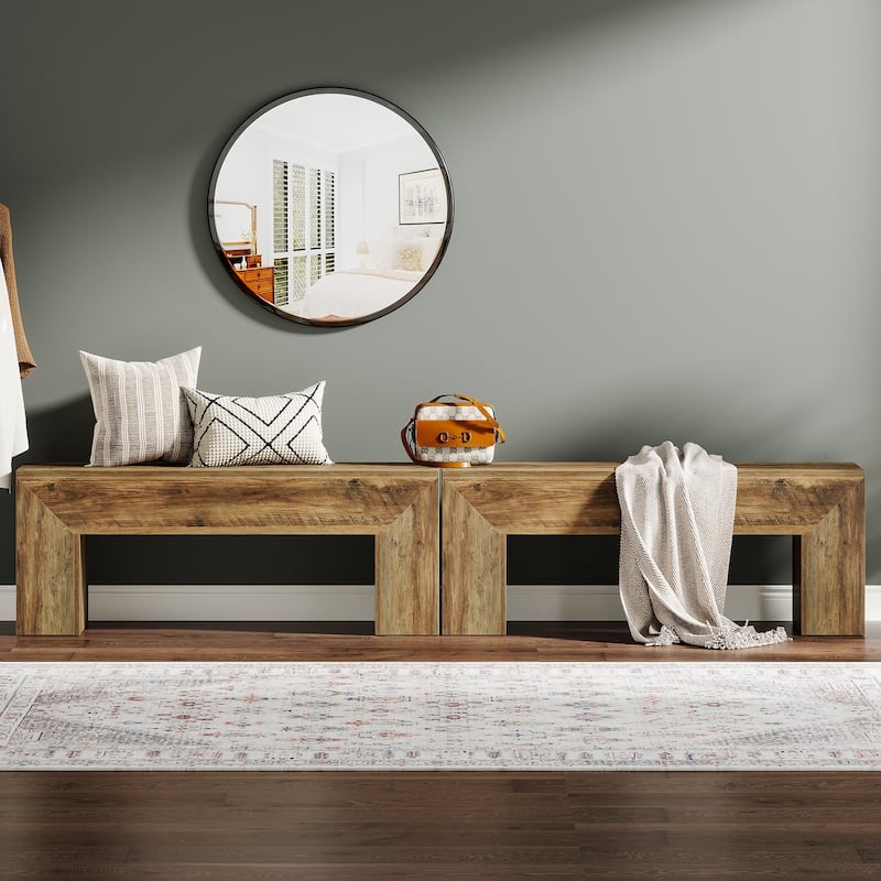 47 Inches Wooden Entryway Shoe Bench Storage Bench - 11.81"D x 47.24"W x 17.72"H