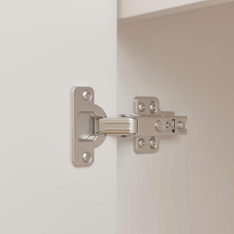 Pantry Large White Storage Cabinet 5-Door Bottom Cabinets & Open Display Shelving for Kitchen or Living Room