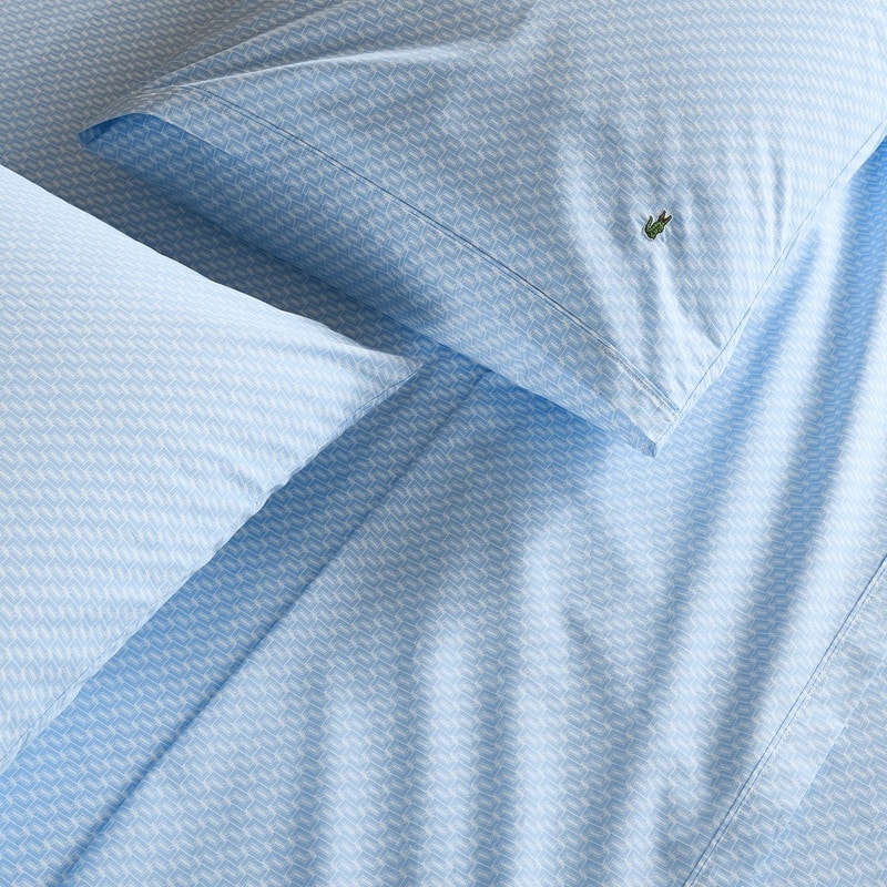 Lacoste Mini Geo Logo Percale Cotton 4-Piece Sheet Set