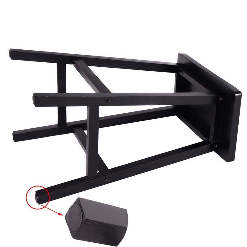 Rectangle Pine Wood Saddle Seat Bar Stool Black (Set of 2)
