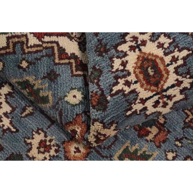 Hand Knotted Oriental 100% Wool Carpet Traditional Medallion Navy Blue & Blues Heriz (serapi) Area Rug - 5' 10'' X 4' 0''