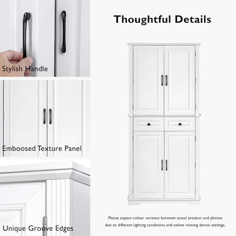 Farmhouse 71" Pantry Cabinet with 3 Slide-Out Organizers, 6 Door Shelves, Adjustable Storage for Kitchen