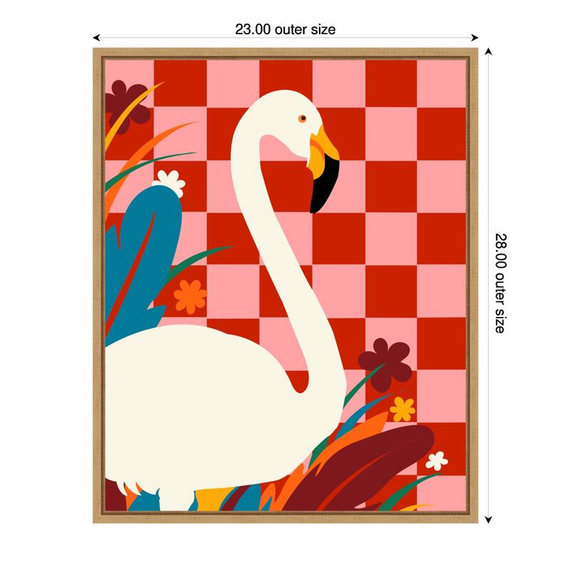 Checkers a the Great Egret by Uma Gokhale Framed Canvas Wall Art - 23 x 28 in