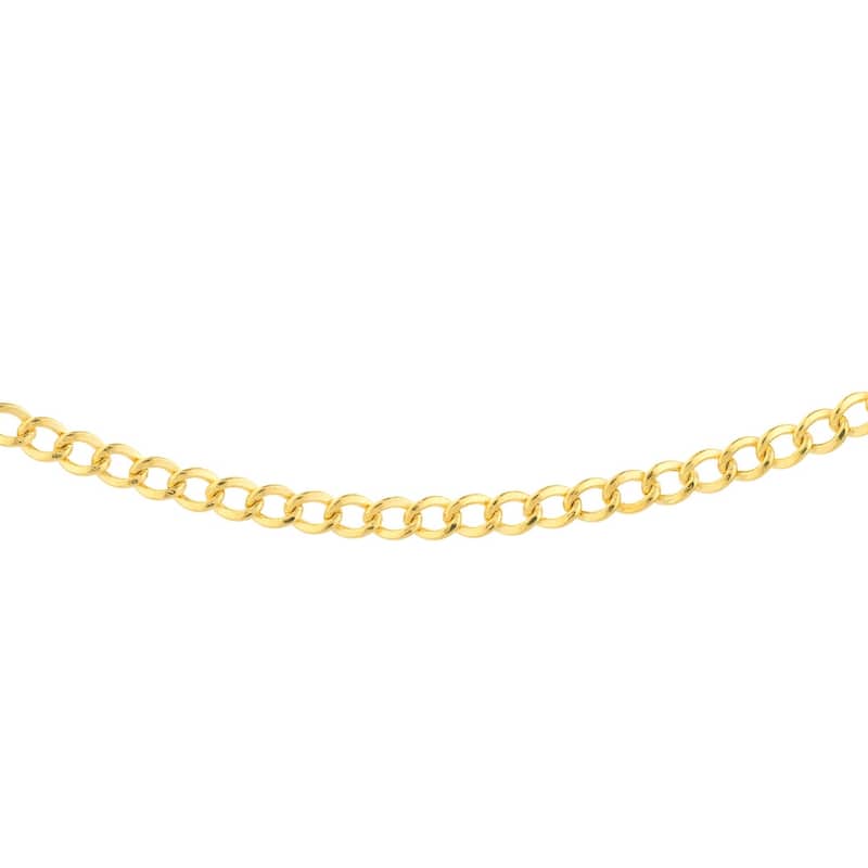 Curata 14k Yellow Gold Adjustable 13-17" Choker Curb Chain Necklace