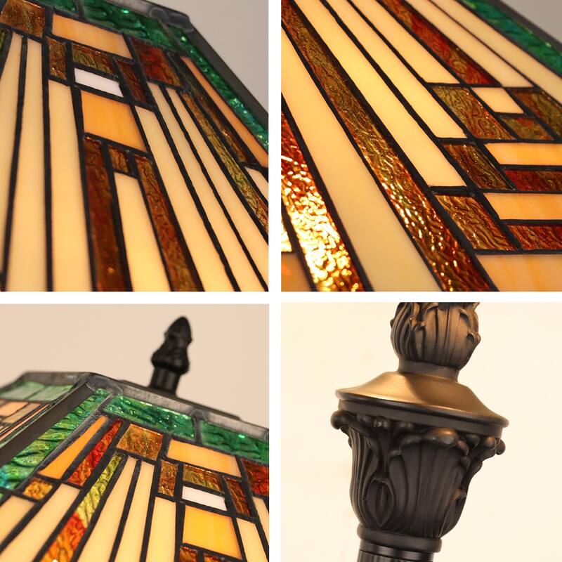 Tiffany-Style 2-Light Mission Floor Lamp 16" Shade - 18"