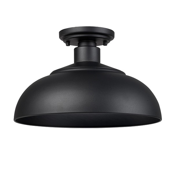 slide 2 of 15, Levitt 13.625" Wide 1-Light Natural Black Outdoor Semi-flush Natural Black Shade