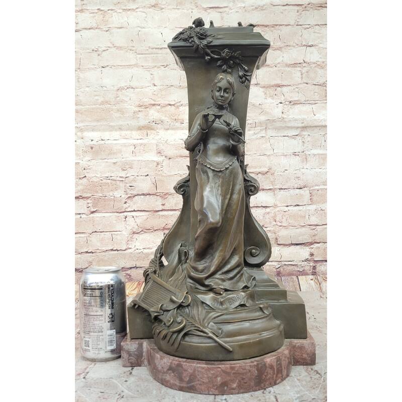 A Maiden Holding A Flower Souvenir By Charles Gounod Hand Made Bronze Sculpture