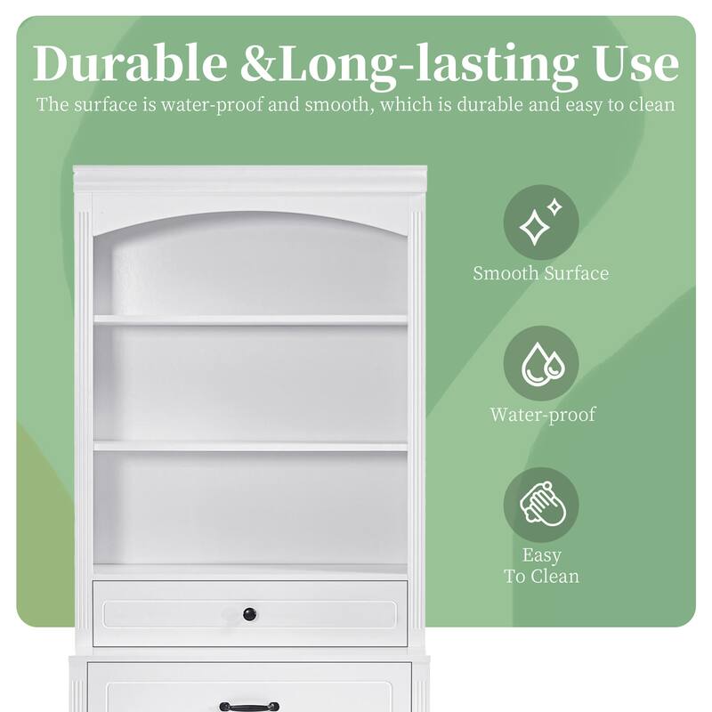 Tall Bathroom Storage Cabinet with Adjustable Shelves, Modern Floor Cabinet with Smooth Drawer Slides