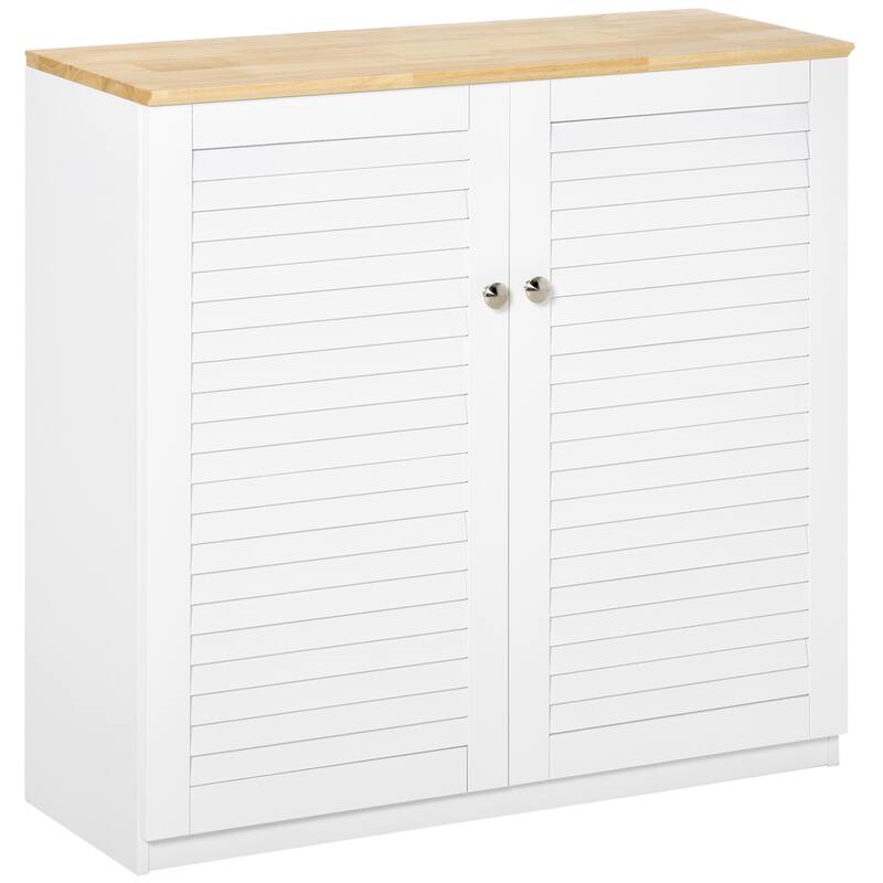 Versatile Sideboard Buffet Kitchen Cabinet with Double Louvered Doors and Ample Storage Space, for Living Dining Room, Hallway