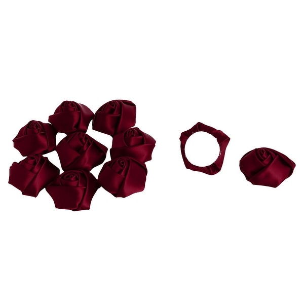 Wedding Satin Artificial DIY Crafts Appliques Flower Buds Rose Dark Red 10 PCS