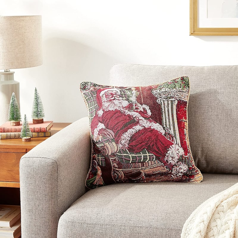 Violet Linen Seasonal Xmas Christmas Holiday Bliss Pattern Decorative Cushion Cover