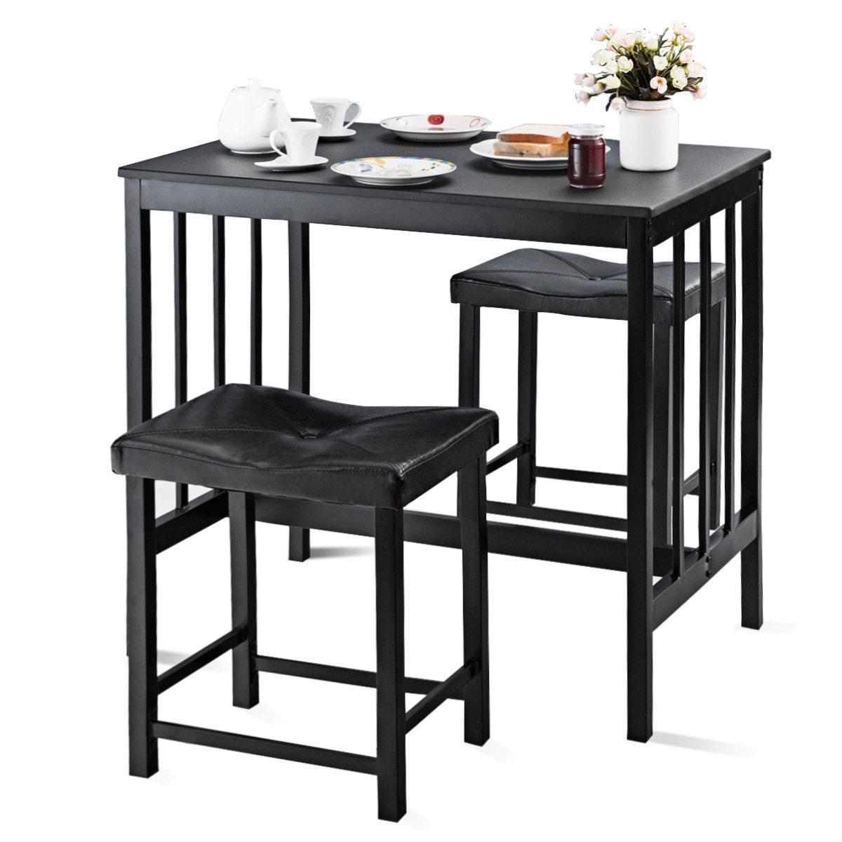 Costway 3 Pcs Modern Counter Height Dining Set Table And 2 Chairs