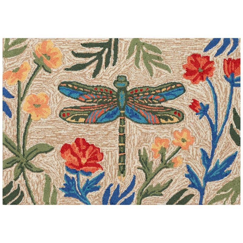Liora Manne Frontporch Floral Dragonfly Indoor/Outdoor Area Rug - 2' x 3' - Multi