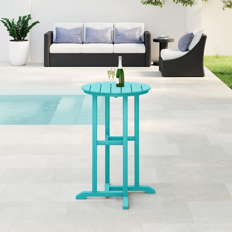 Laguna Hdpe All Weather Outdoor Patio 24" Round Counter Bistro Table - Turquoise