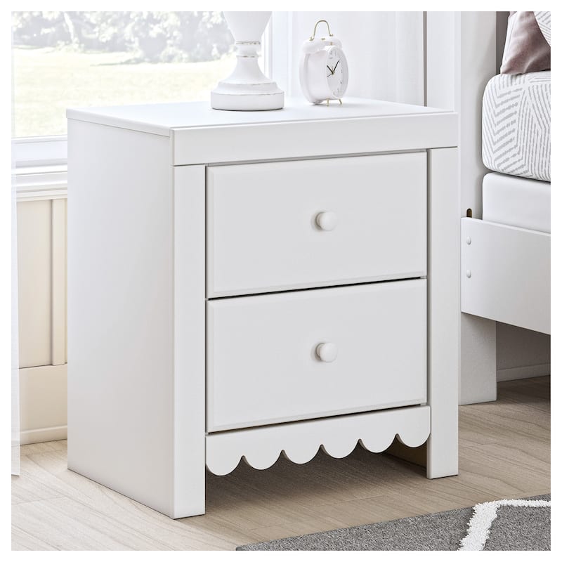 Signature Design by Ashley Mollviney White Nightstand - 2-drawer - White