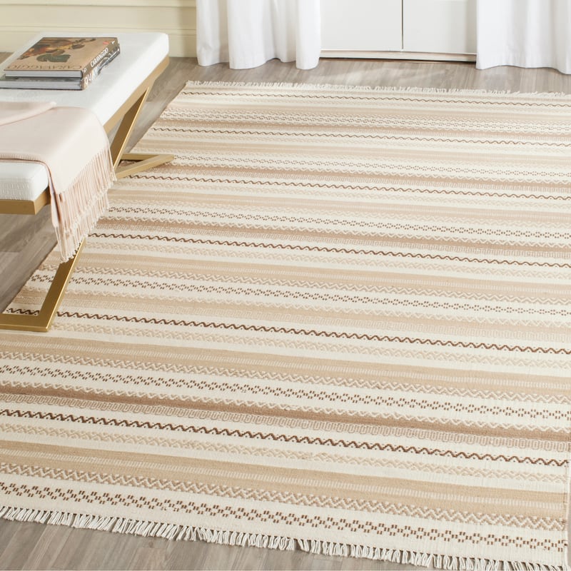 SAFAVIEH Handmade Flatweave Kilim Mafumi Wool Rug - 8' x 10' - Beige