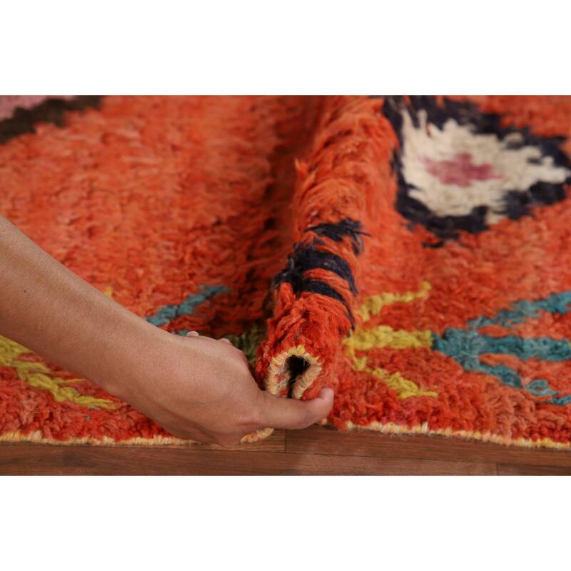 Orange Moroccan Oriental Area Rug Handmade Wool Carpet - 6'1" x 9'6"