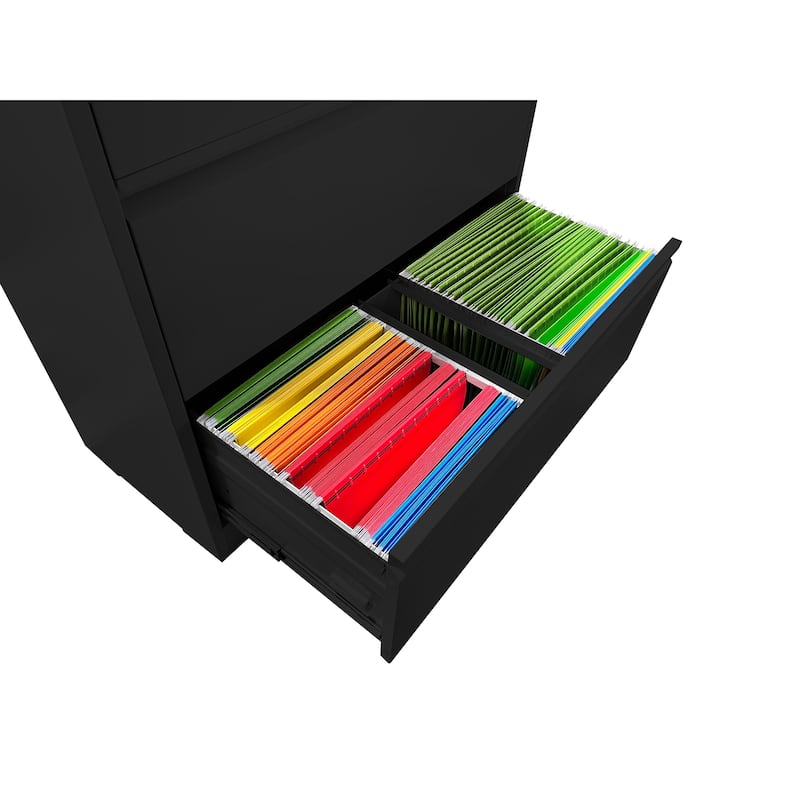Modern File Cabinet Lateral File Cabinet Metal File Cabinet with 5 Drawers and Locks, for Home Offices, Black