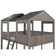 preview thumbnail 31 of 33, Full Over Full Wooden Bunk Bed with Roof, Window, Guardrail and Ladder