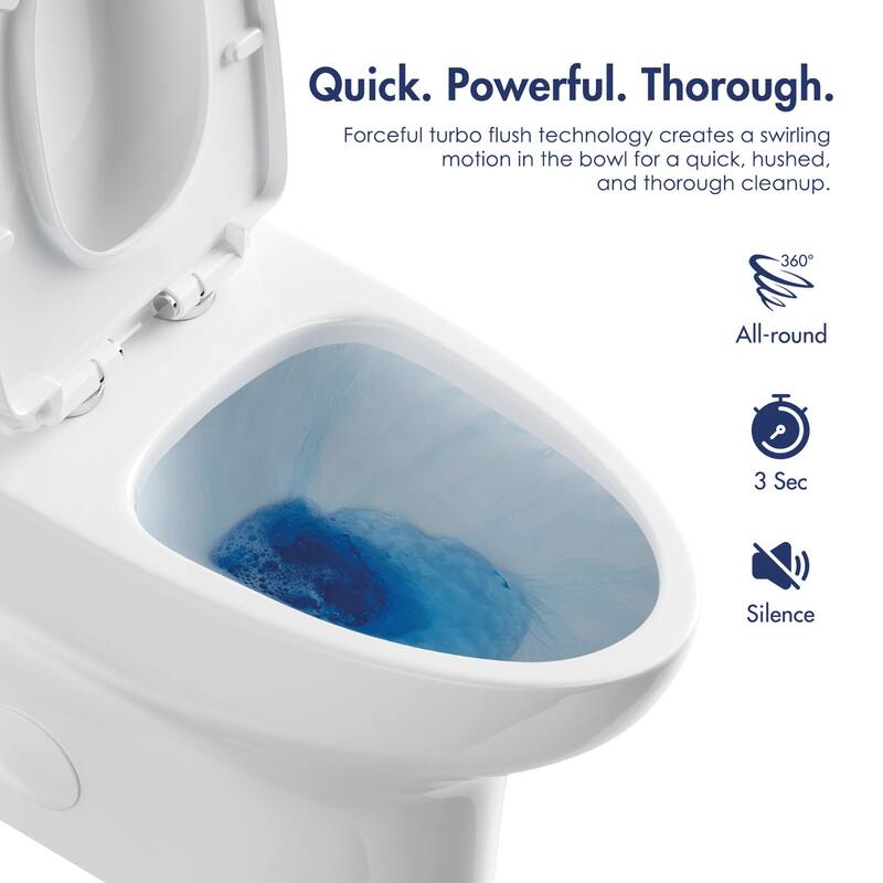 Eridanus Salerno Compact Elongated One Piece Toilet, Chair Height, 12-inch Rough in, Seat Included