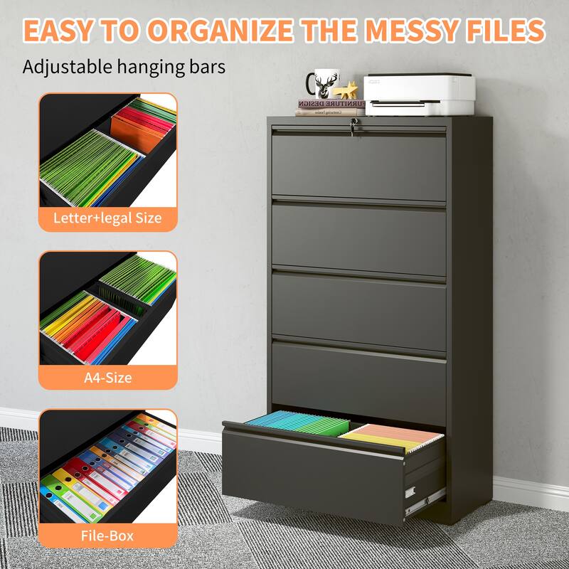 5 Drawer Metal Lateral File Cabinet