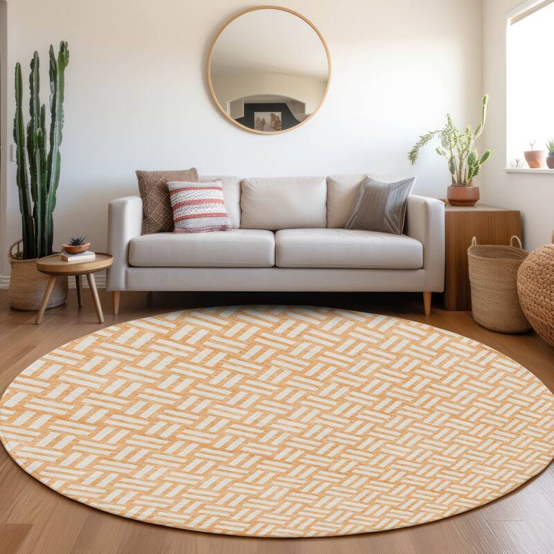 Machine Washable Indoor/ Outdoor Chantille Contempory Crosshatch Rug