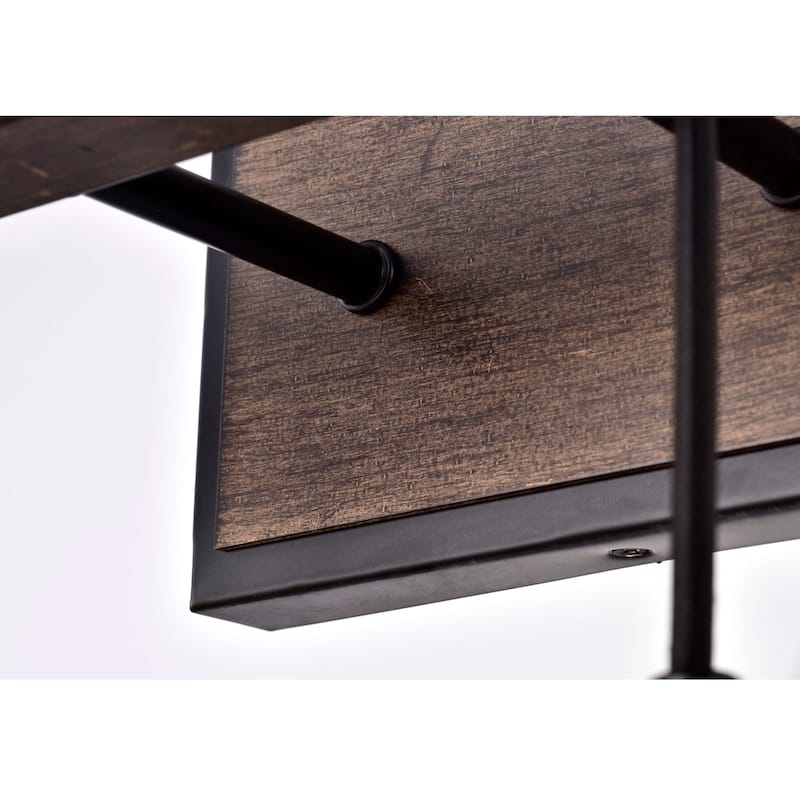 Betisa 6-light Antique Black and Faux Wood Grain Finish Wall Sconce