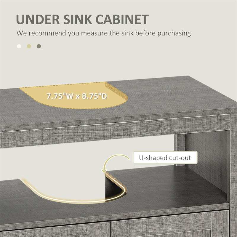 Bathroom Storage Cabinet with 2 Doors and Open Shelf