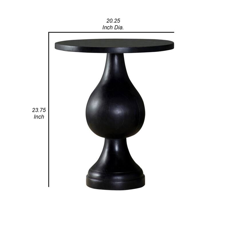 20.25 in. Black Round Wood End Table with Pedestal Base