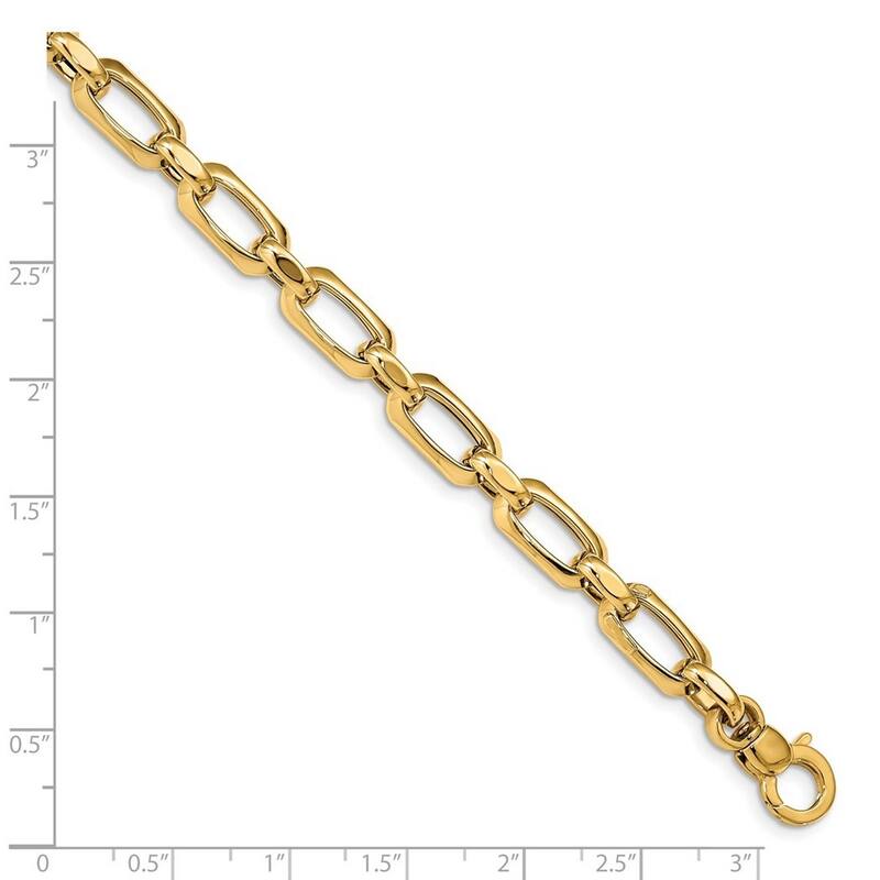 Curata 6.9mm 14k Gold Polished and Textured Bracelet 7.75 Inch