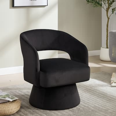 Velvet Accent Armchair 360 Degree Swivel Club Chair for Living Room