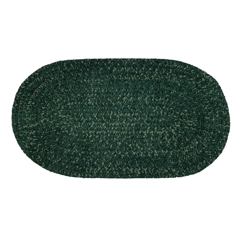 Better Trends Chenille Tweed & Solid Braid 100% Polyester Stain Resistant, Double Sided Reversible Indoor Area Rug - 22" x 40" Oval - Diluth & Emerald