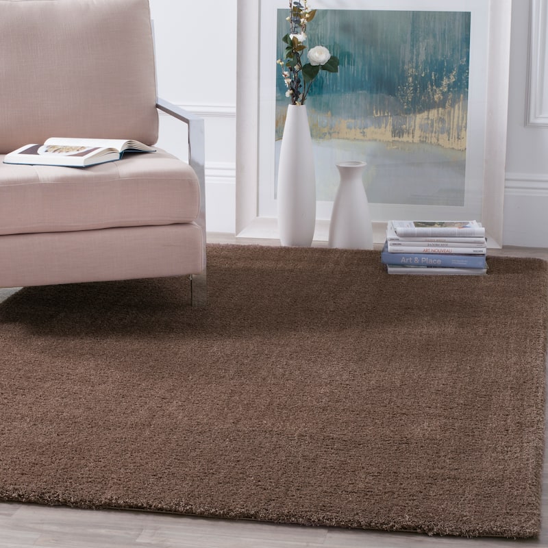 SAFAVIEH Velvet Shag Eusebia Solid Polyester Rug - 8' x 10' - Dark Beig