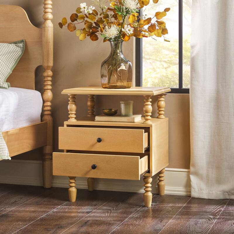 Walker Edison Easy Assembly Solid Wood 2-Drawer Nightstand