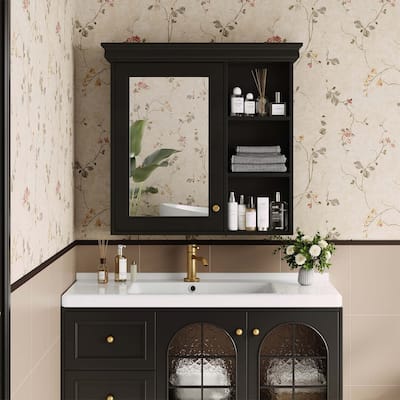 30'' x 28'' Bathroom Medicine Cabinet with Mirror,Wall Mounted Storage Organizer for Over the Toilet