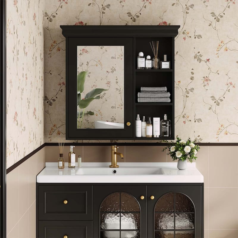 30'' x 28'' Wall Mounted Bathroom Medicine Cabinet with Mirror,and Adjustable Shelves for Efficient Space Utilization