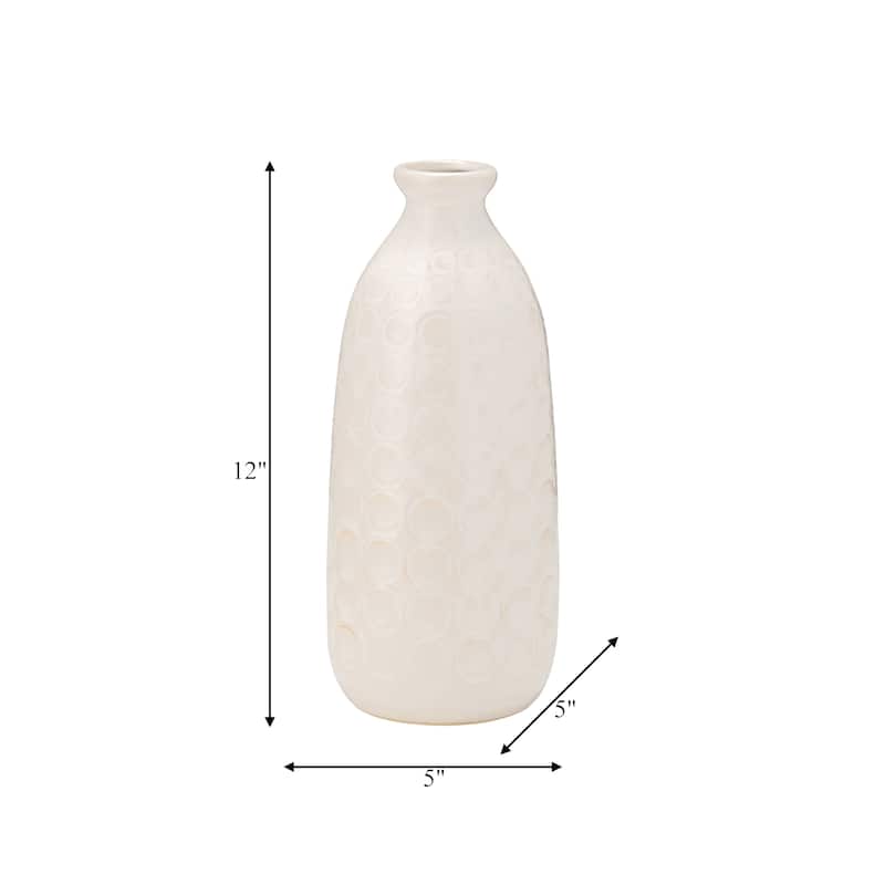 Sagebrook Home Elegant Ceramic Vase, Textured Finish, Home Decor Accent