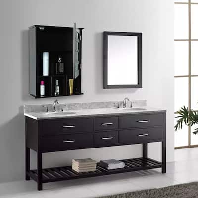 Three Compartment Storage Bathroom Cabinet - Espresso/White