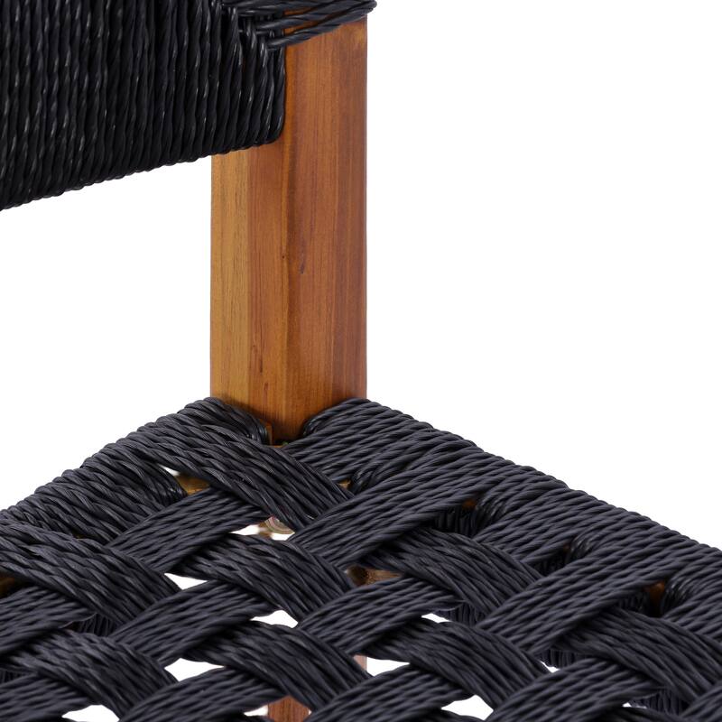 Christopher Knight Home - Modern Acacia Wood Outdoor Bar Stools with Teak Finish and Wicker Back Patio Chairs